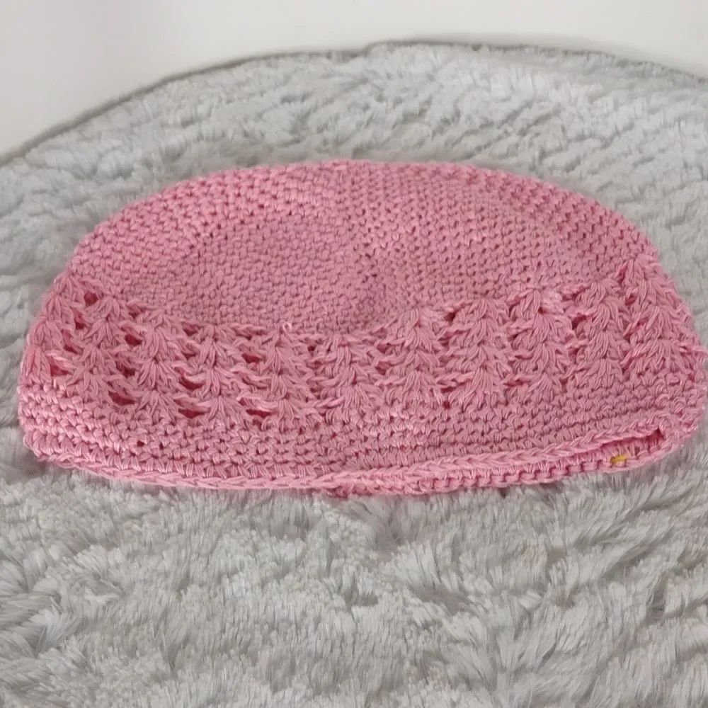 Handmade New Pink Crocheted Baby Beenie